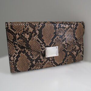 Express Brown Snake Print Clutch